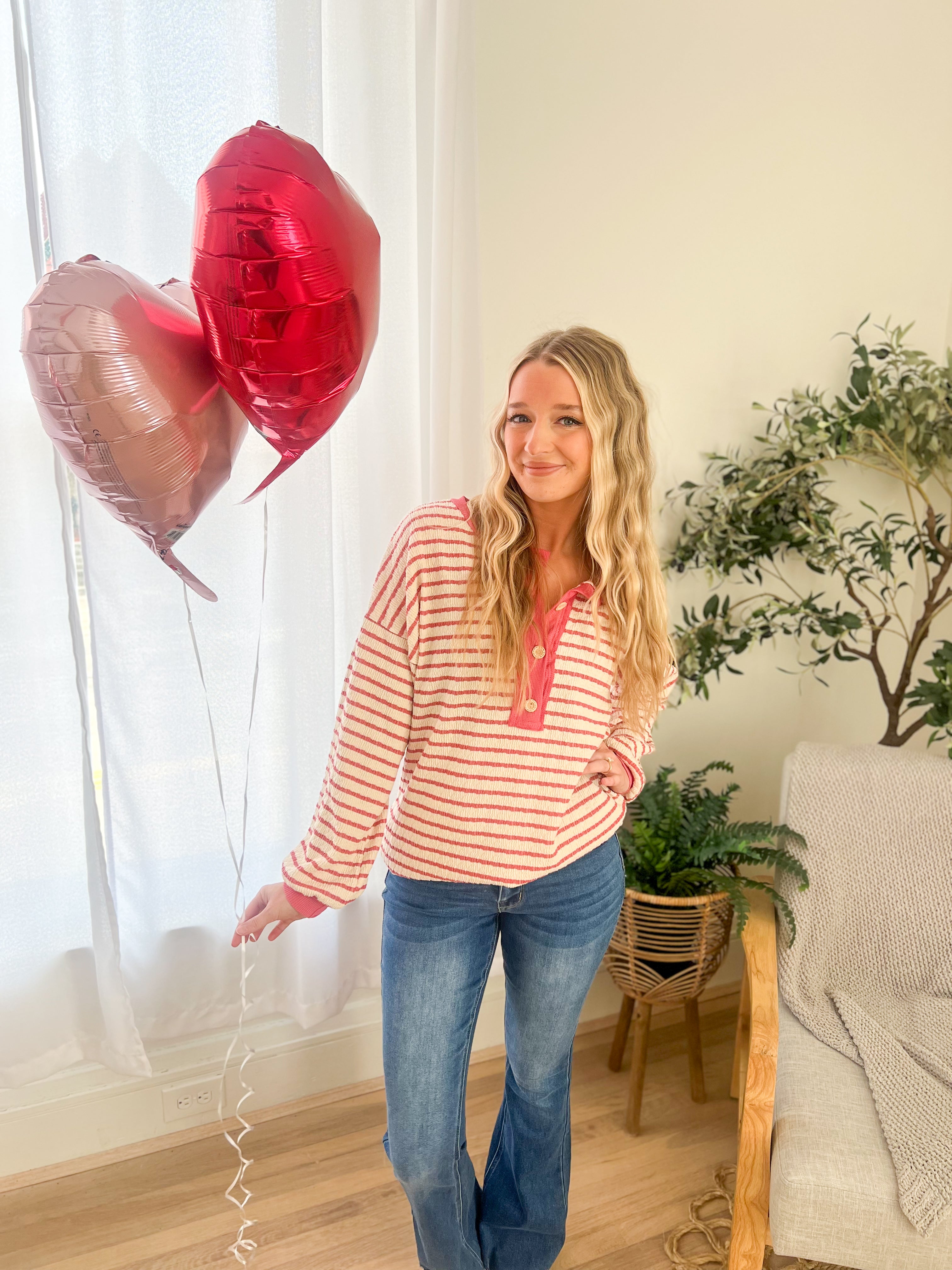 Emily Stripe Top - Rose