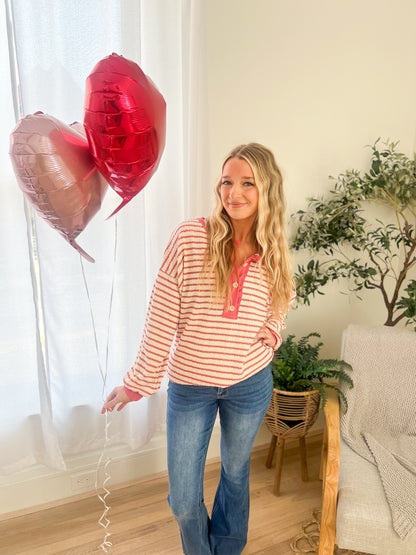 Emily Stripe Top - Rose