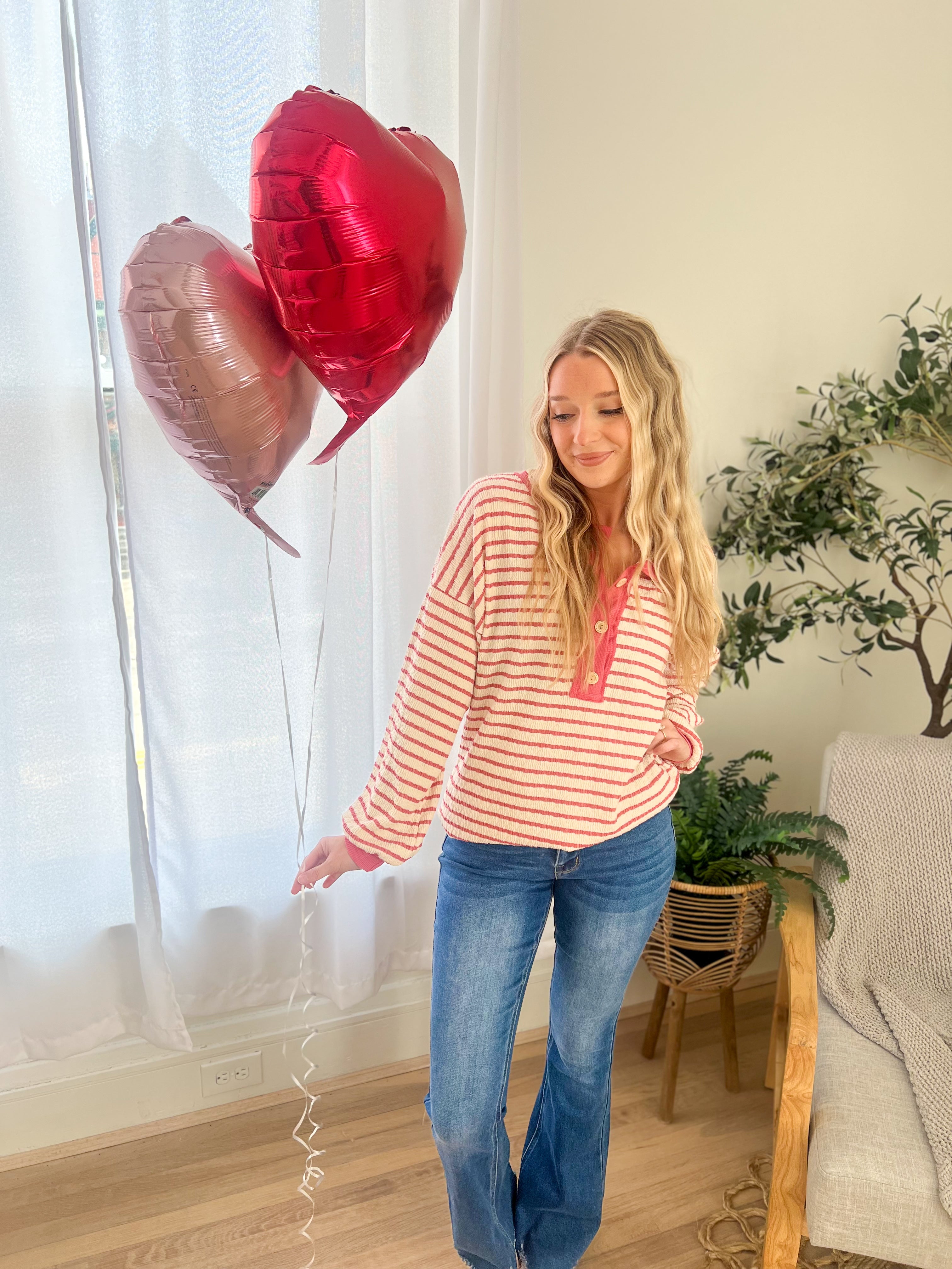 Emily Stripe Top - Rose