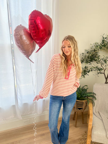 Emily Stripe Top - Rose