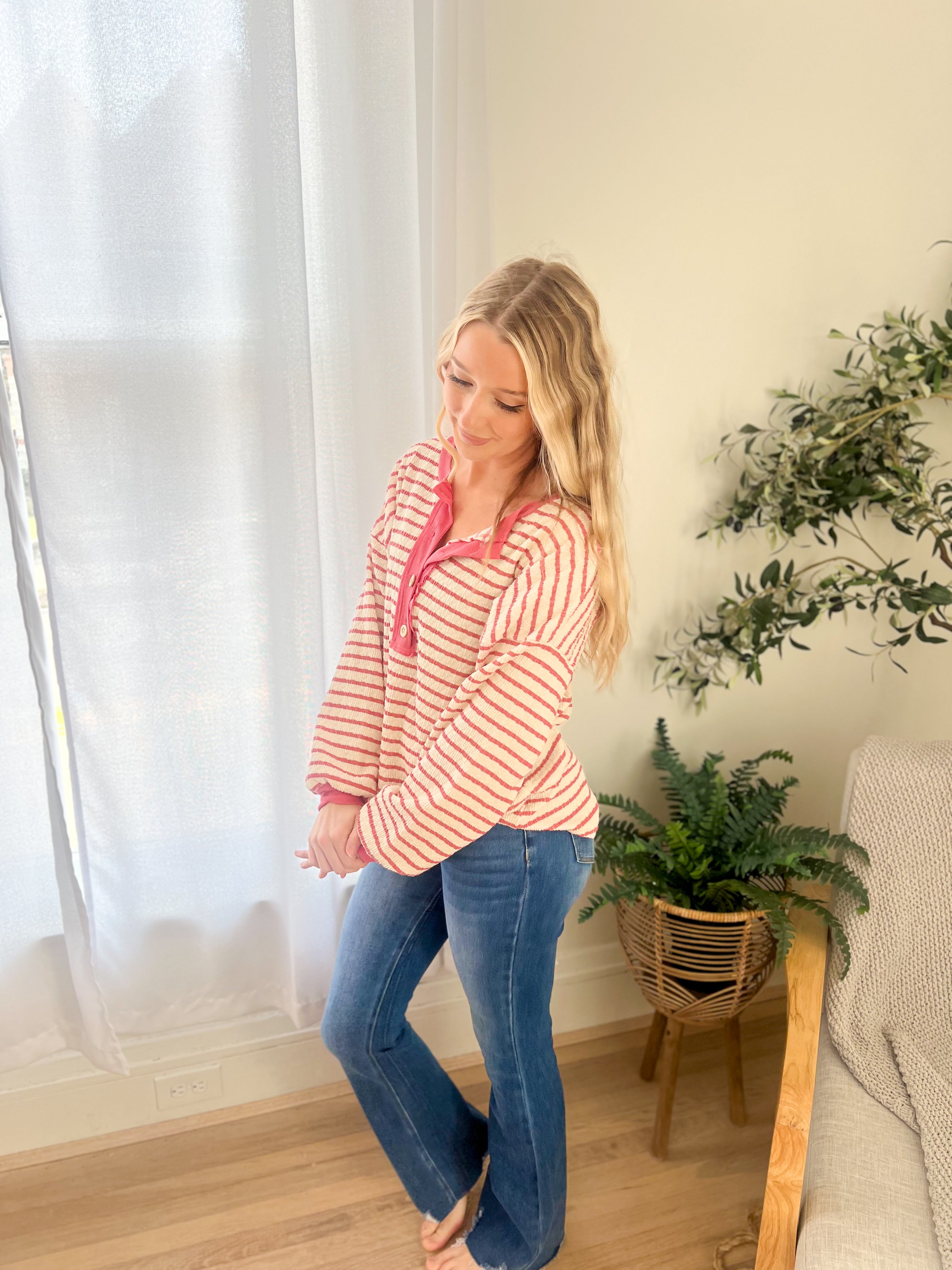Emily Stripe Top - Rose