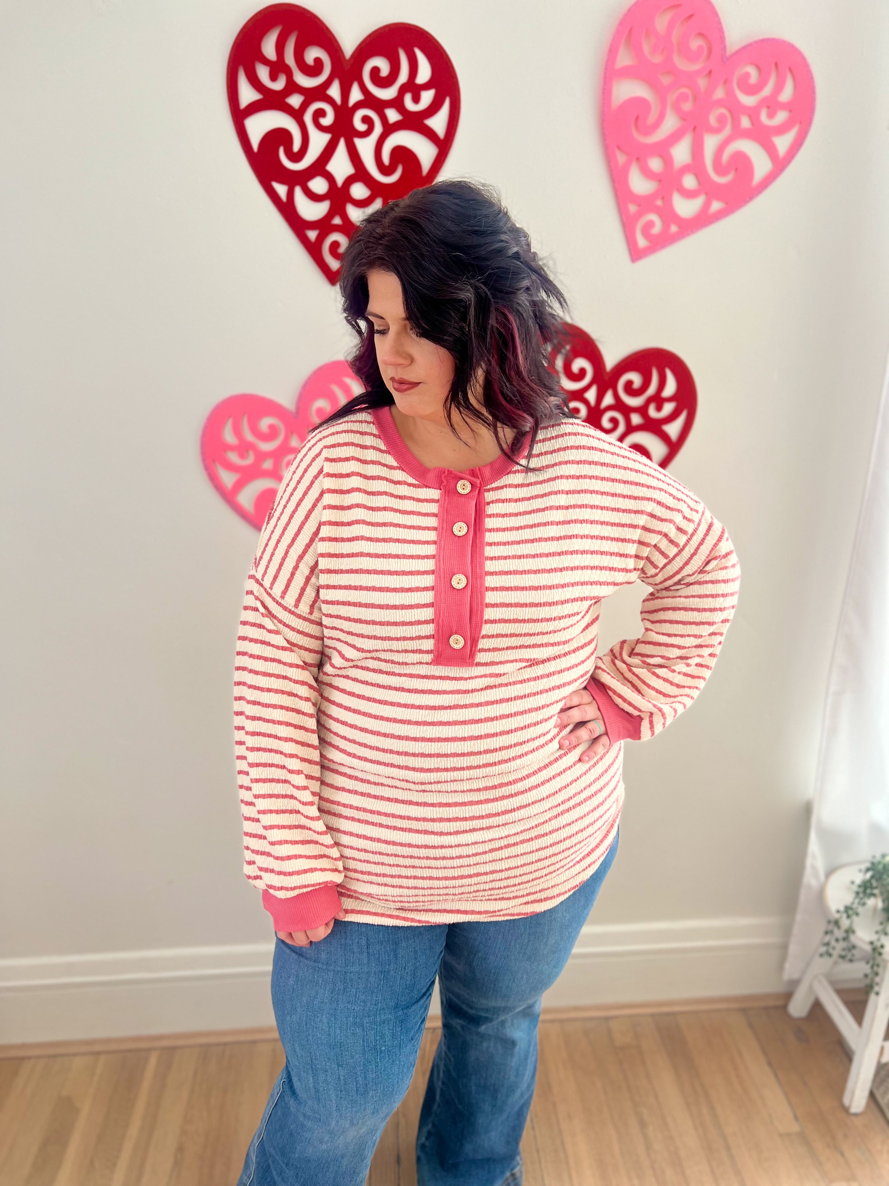 Emily Stripe Top - Rose