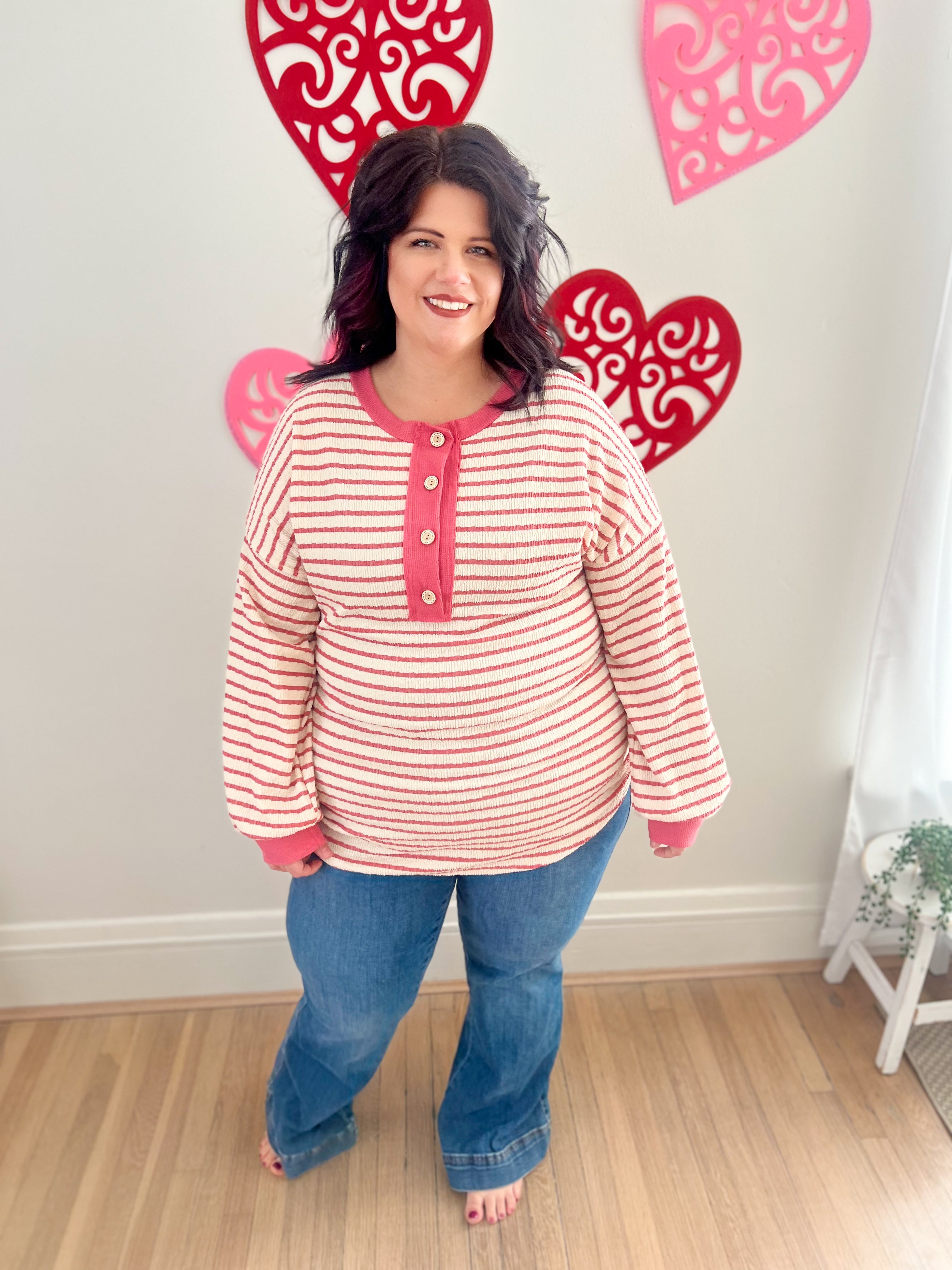 Emily Stripe Top - Rose