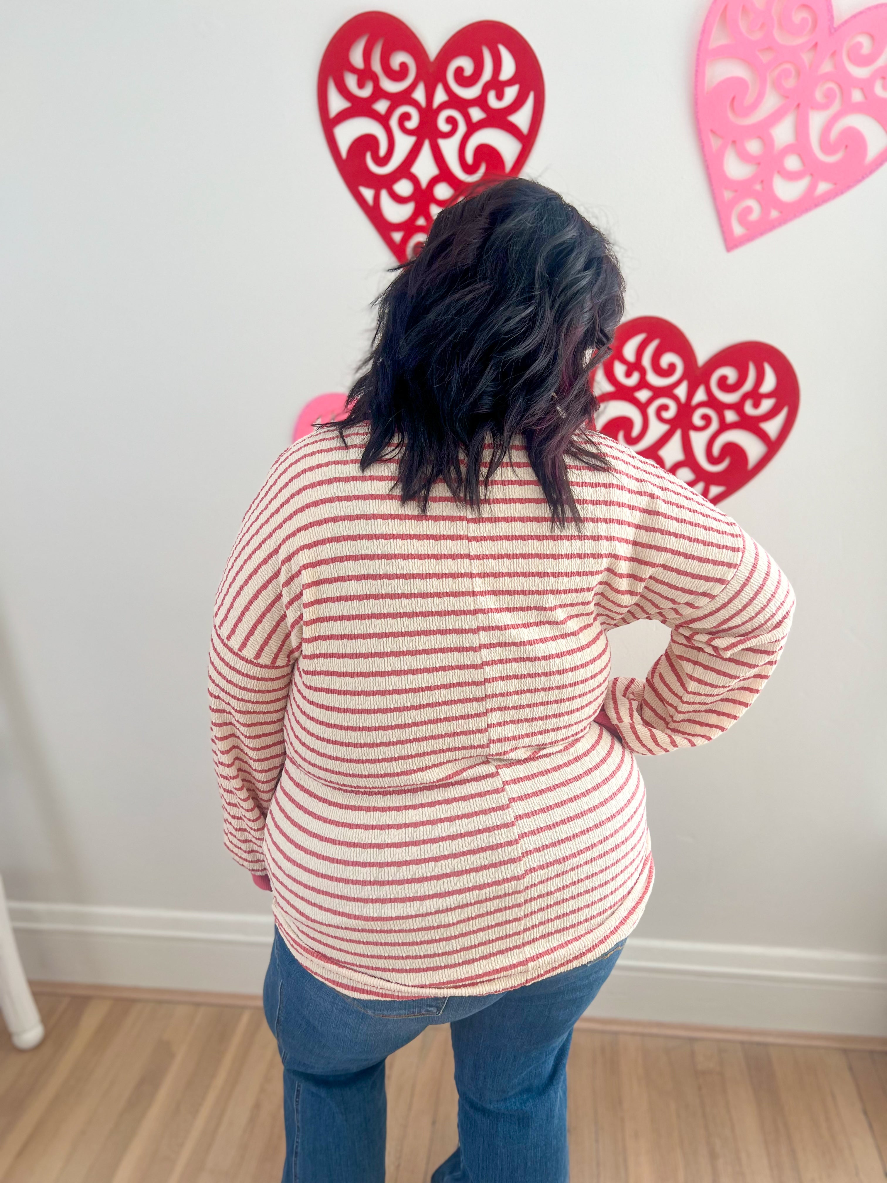 Emily Stripe Top - Rose
