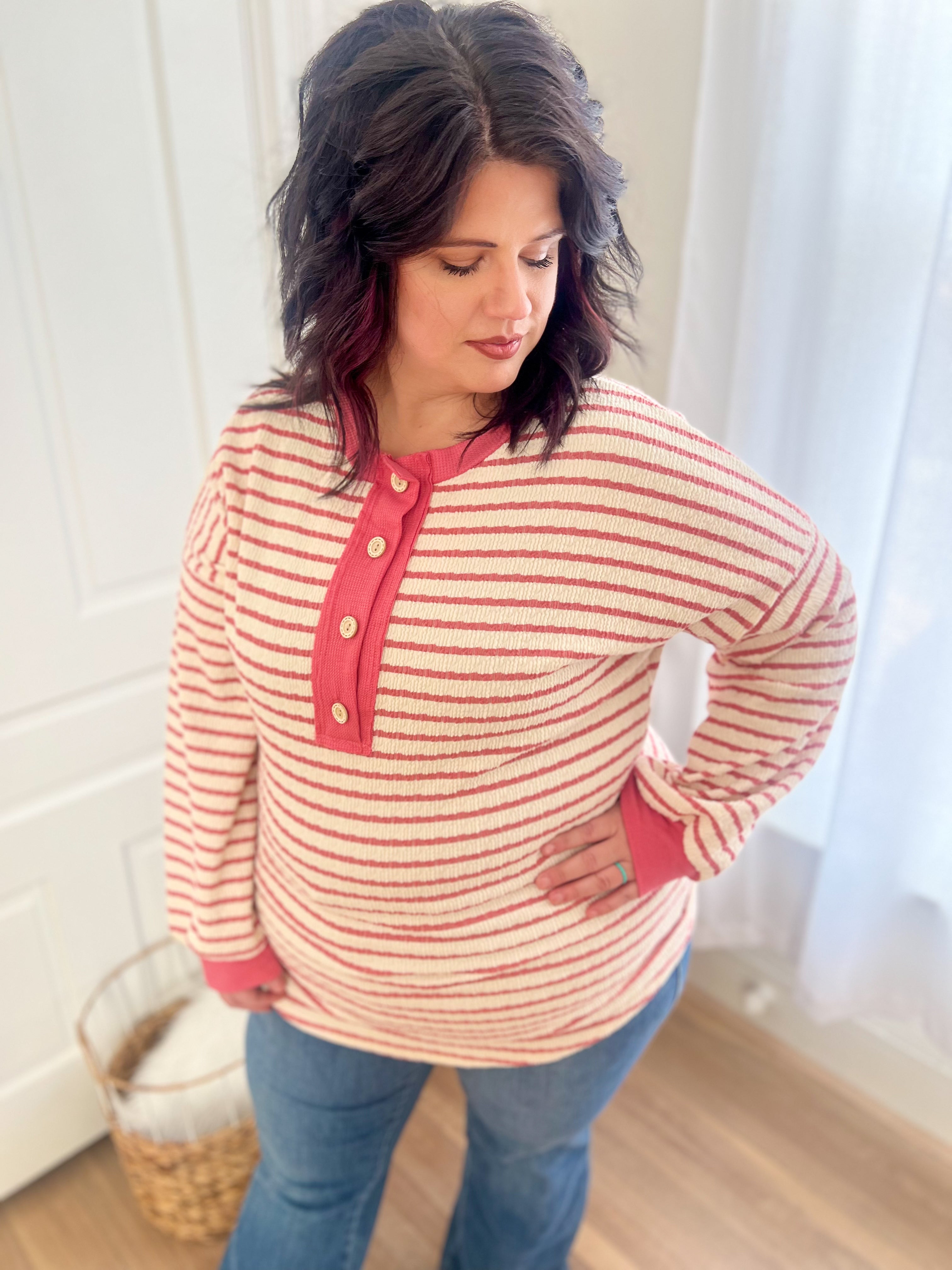 Emily Stripe Top - Rose