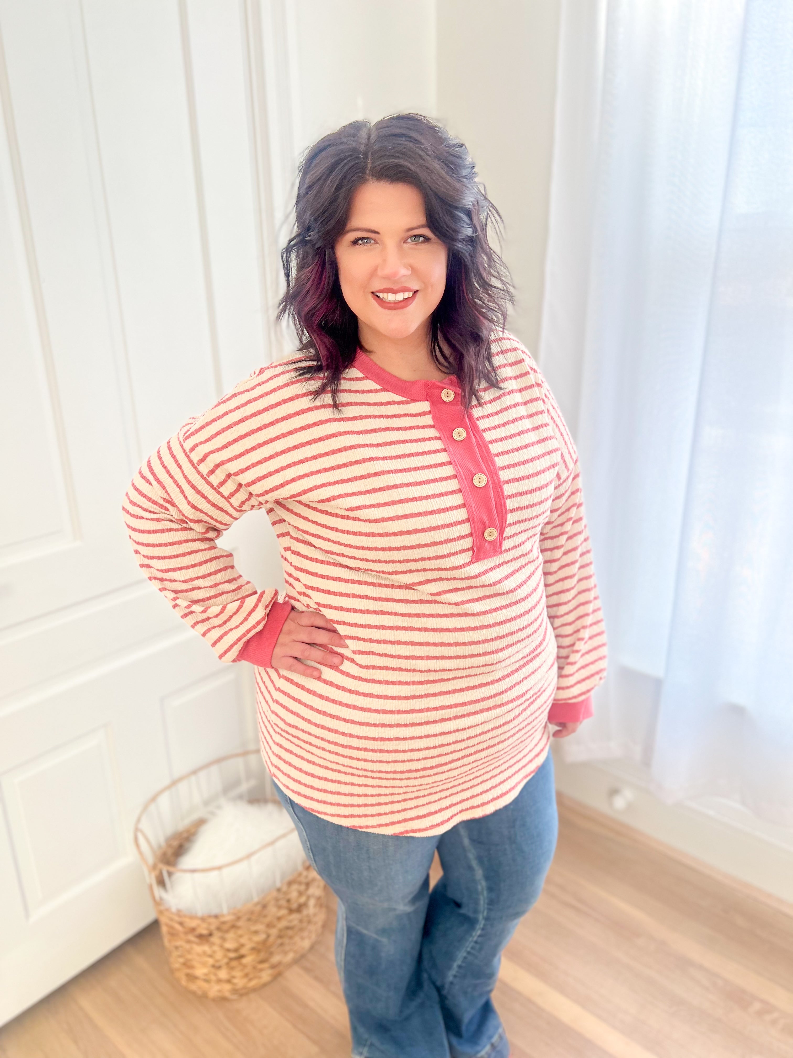 Emily Stripe Top - Rose