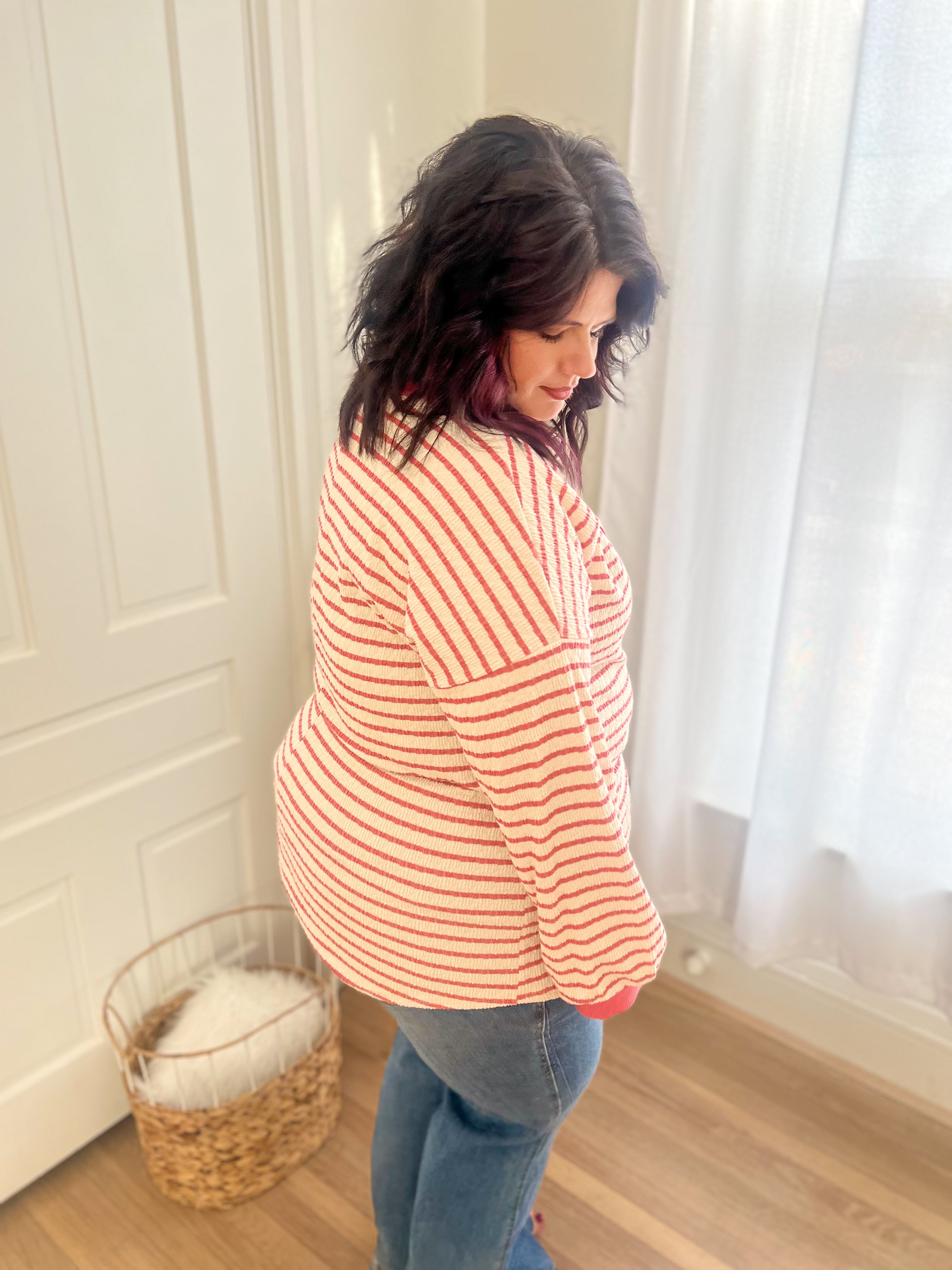 Emily Stripe Top - Rose