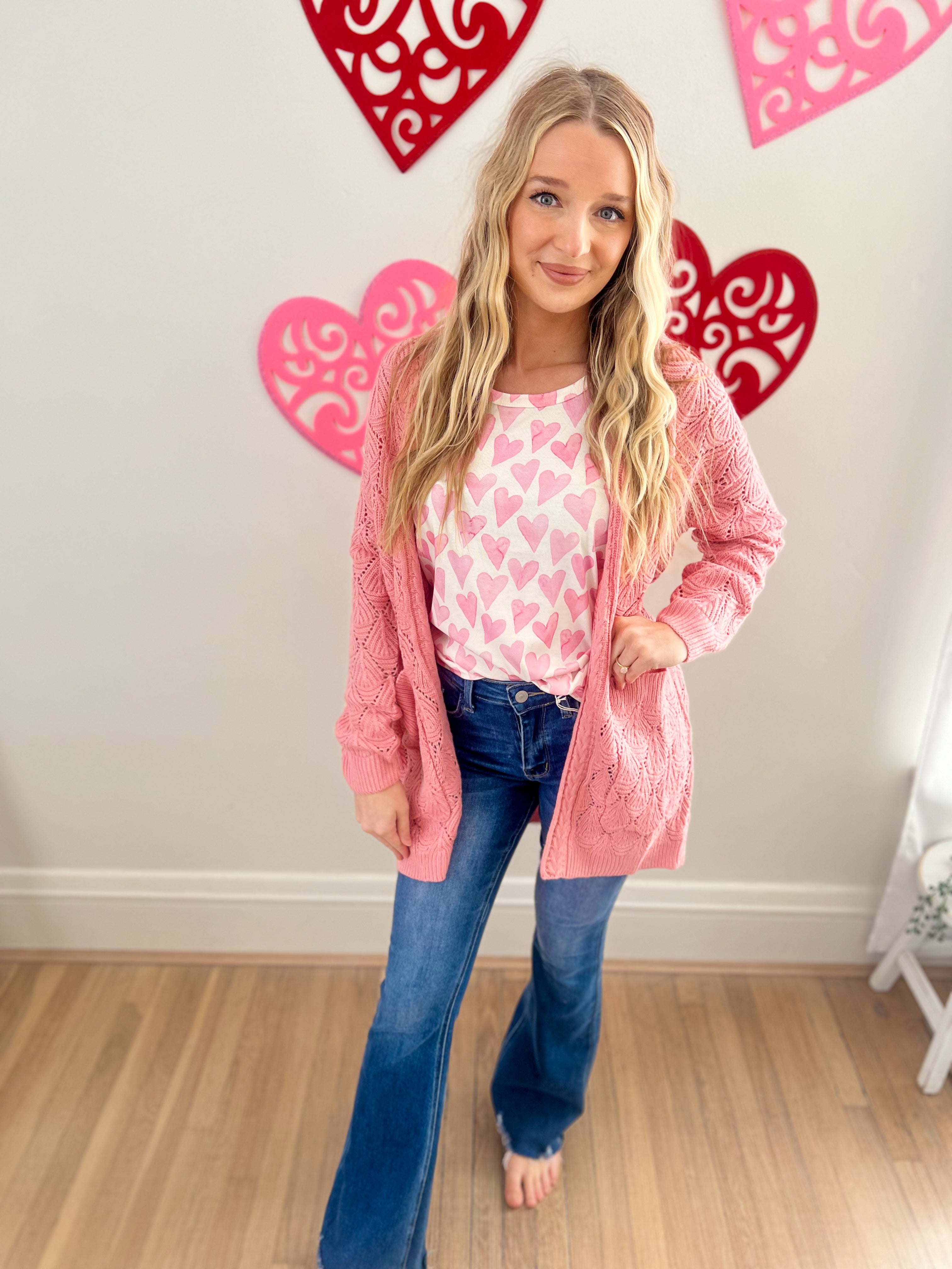 Ava Tank - Blushing Pink Hearts