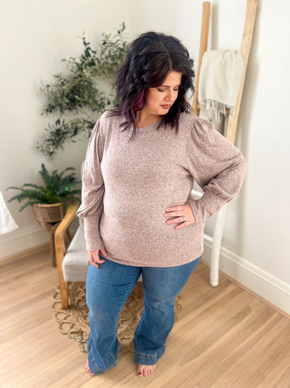 Samantha Bubble Sleeve Top - Mauve