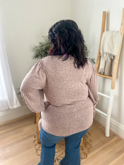 Samantha Bubble Sleeve Top - Mauve