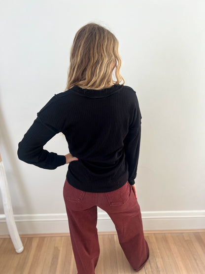 Mia Black V-neck Top