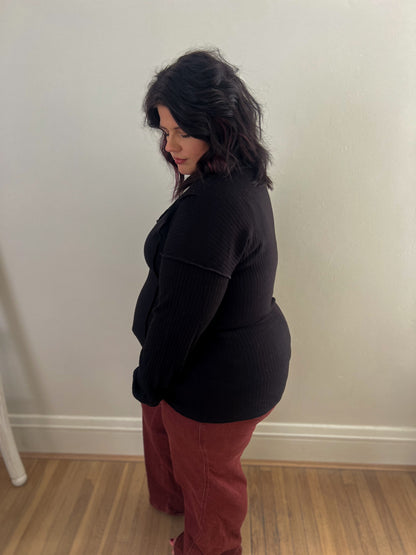 Mia Black V-neck Top