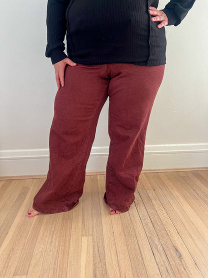 Judy Blue High - Waist Burgundy Retro Wide Jeans