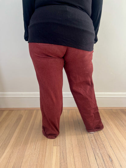 Judy Blue High - Waist Burgundy Retro Wide Jeans