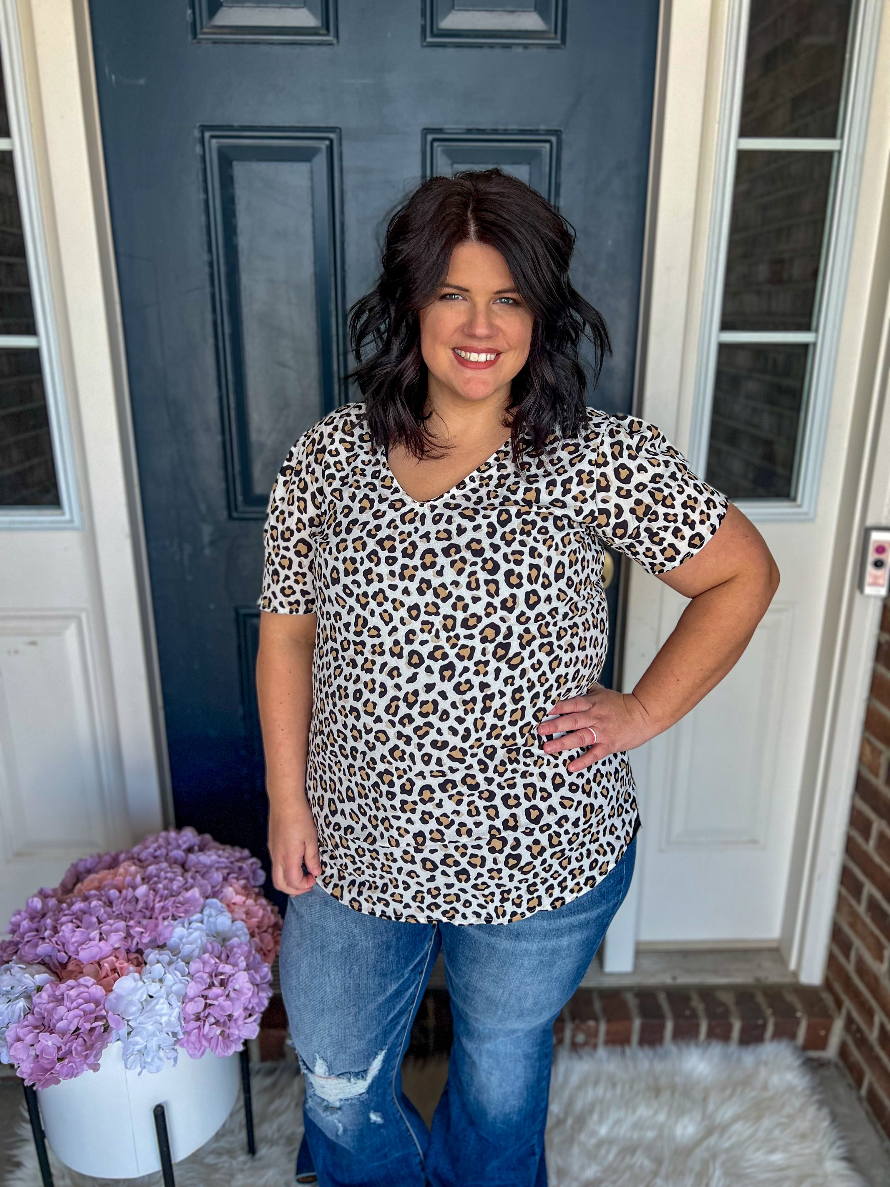Leopard V-Neck Blouse