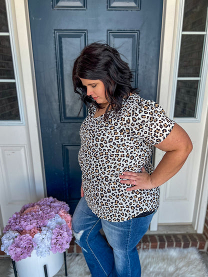 Leopard V-Neck Blouse
