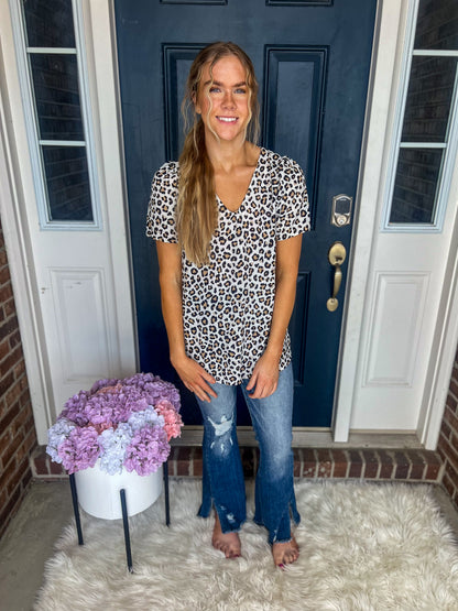 Leopard V-Neck Blouse