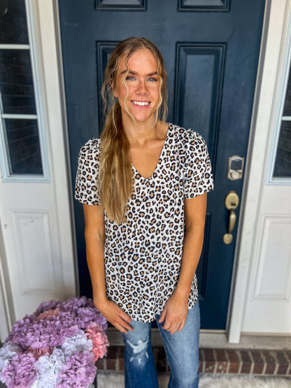 Leopard V-Neck Blouse