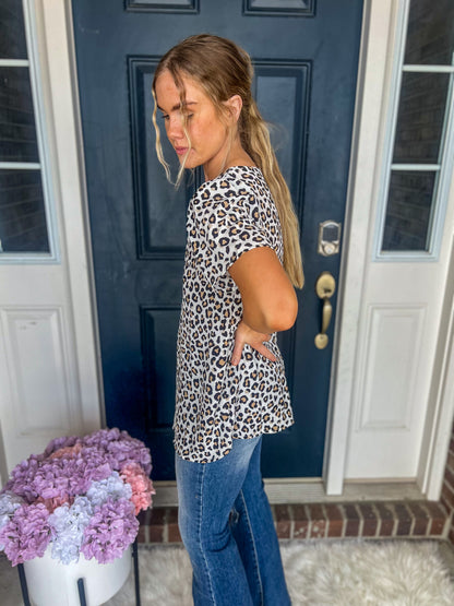 Leopard V-Neck Blouse