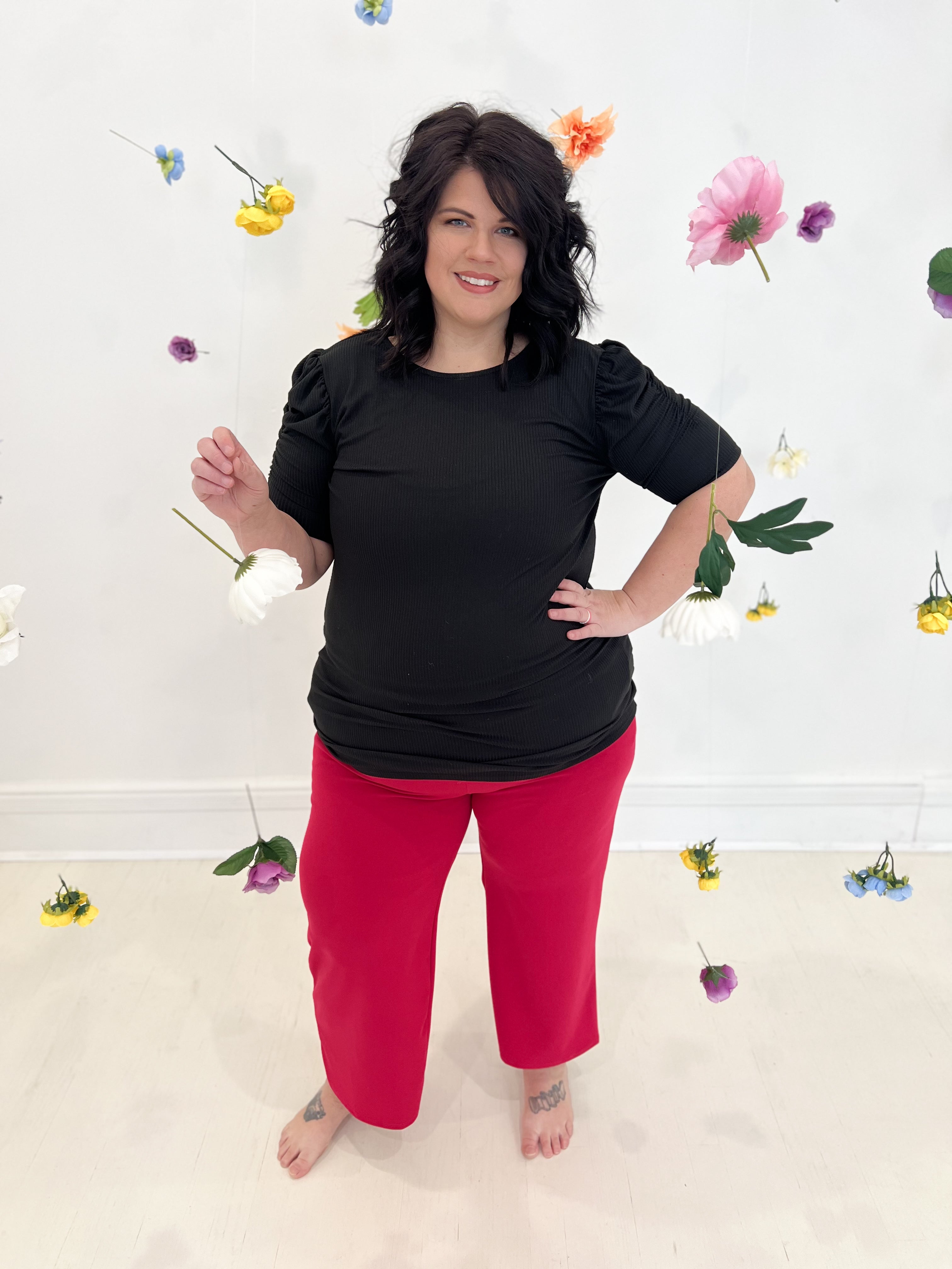 Lucy Wide Leg Stretchy Crop Pants - Hot Pink