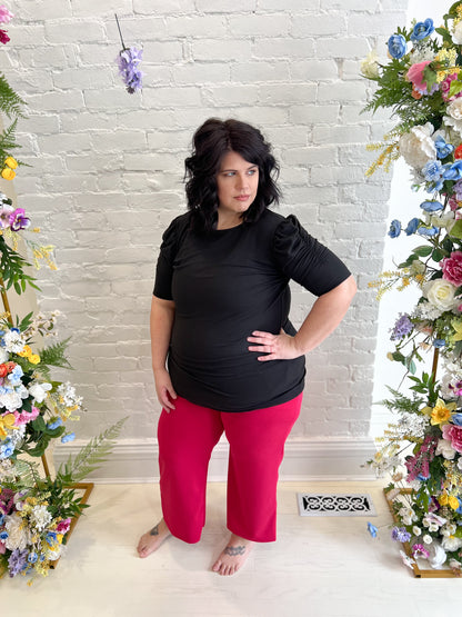 Lucy Wide Leg Stretchy Crop Pants - Hot Pink