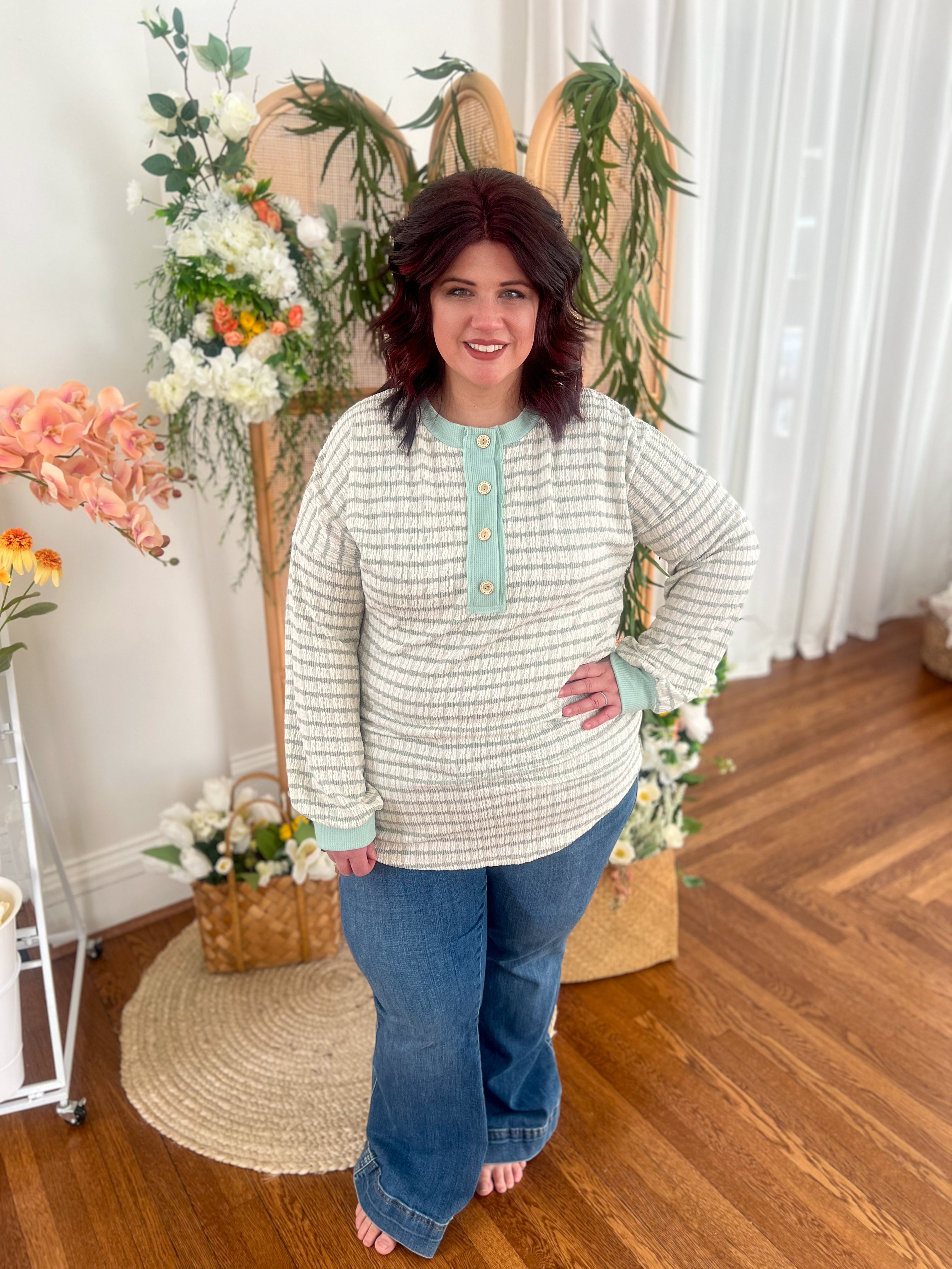 Emily Stripe Top - Mint