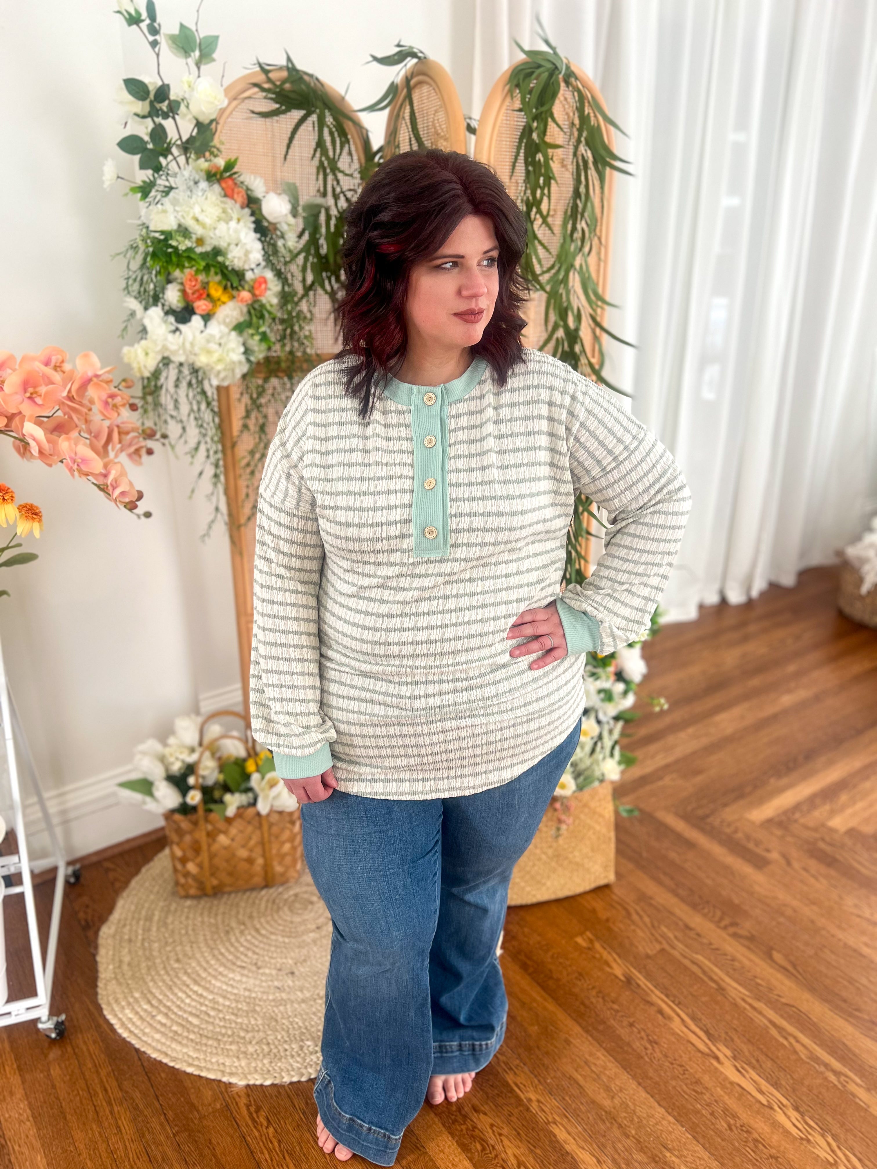 Emily Stripe Top - Mint