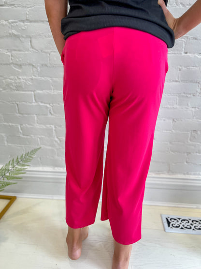 Lucy Wide Leg Stretchy Crop Pants - Hot Pink