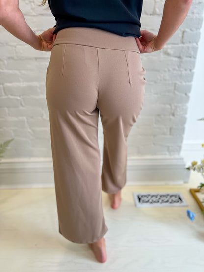Lucy Wide Leg Stretchy Crop Pants - Mocha