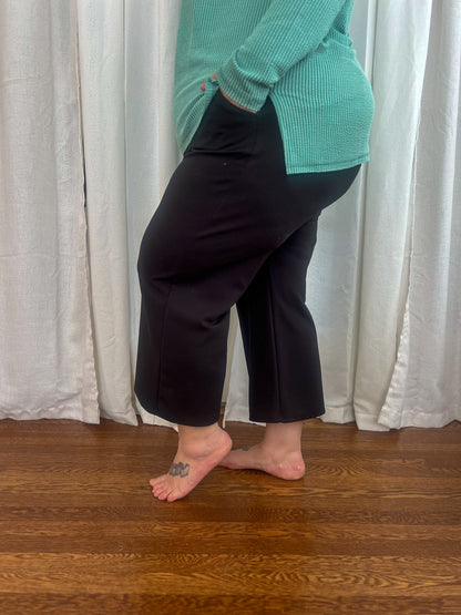 Lucy Wide Leg Stretchy Crop Pants - Black