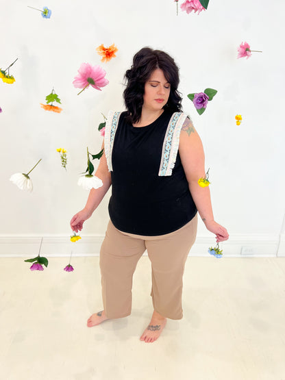 Lucy Wide Leg Stretchy Crop Pants - Mocha