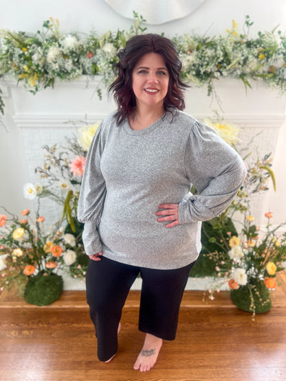 Samantha Bubble Sleeve Top - Gray