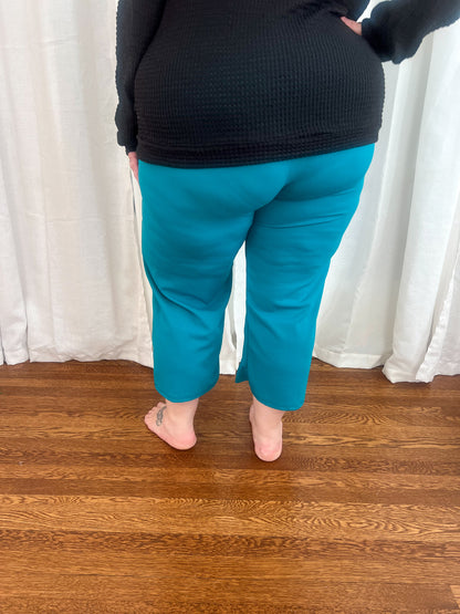 Lucy Wide Leg Stretchy Crop Pants - Jade