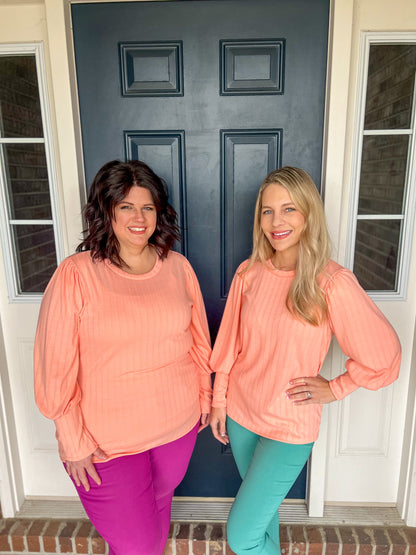 Nora Peach Puff Sleeve Top