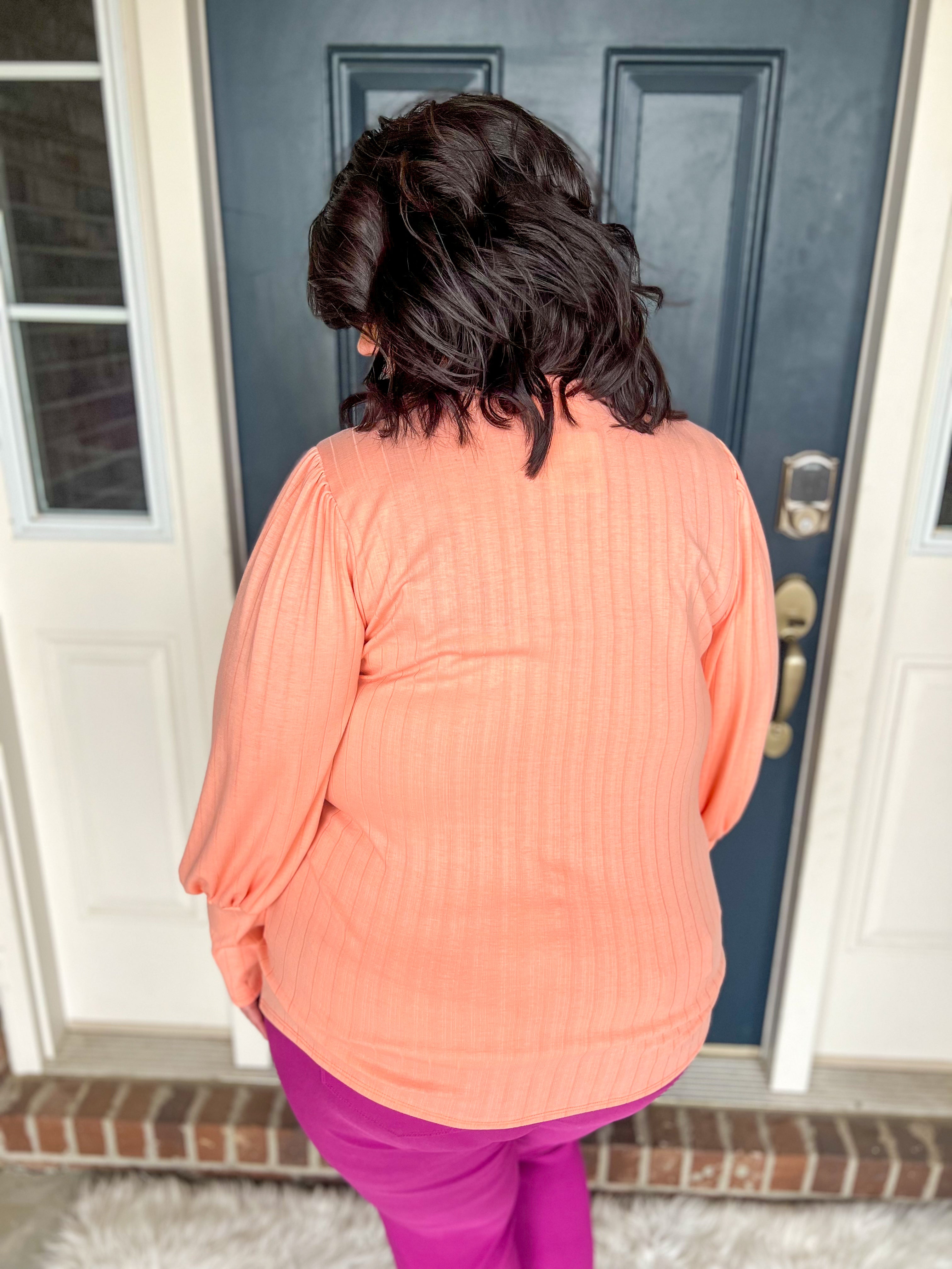 Nora Peach Puff Sleeve Top