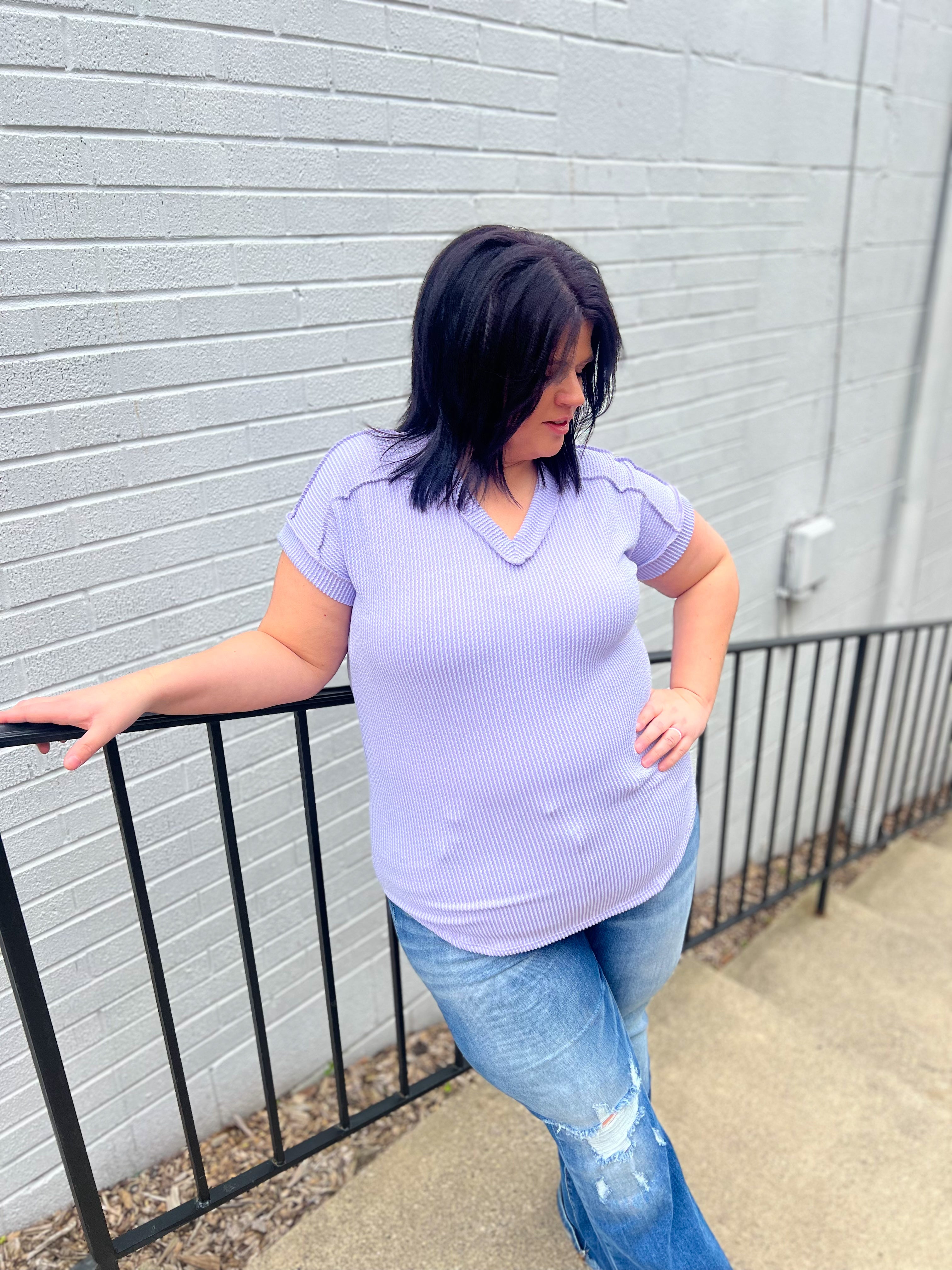 Lavender V-Neck Top