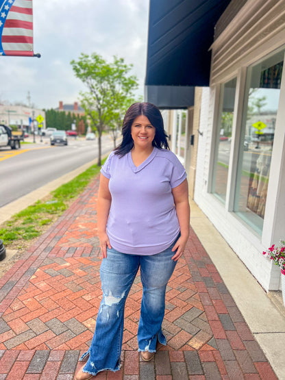 Lavender V-Neck Top