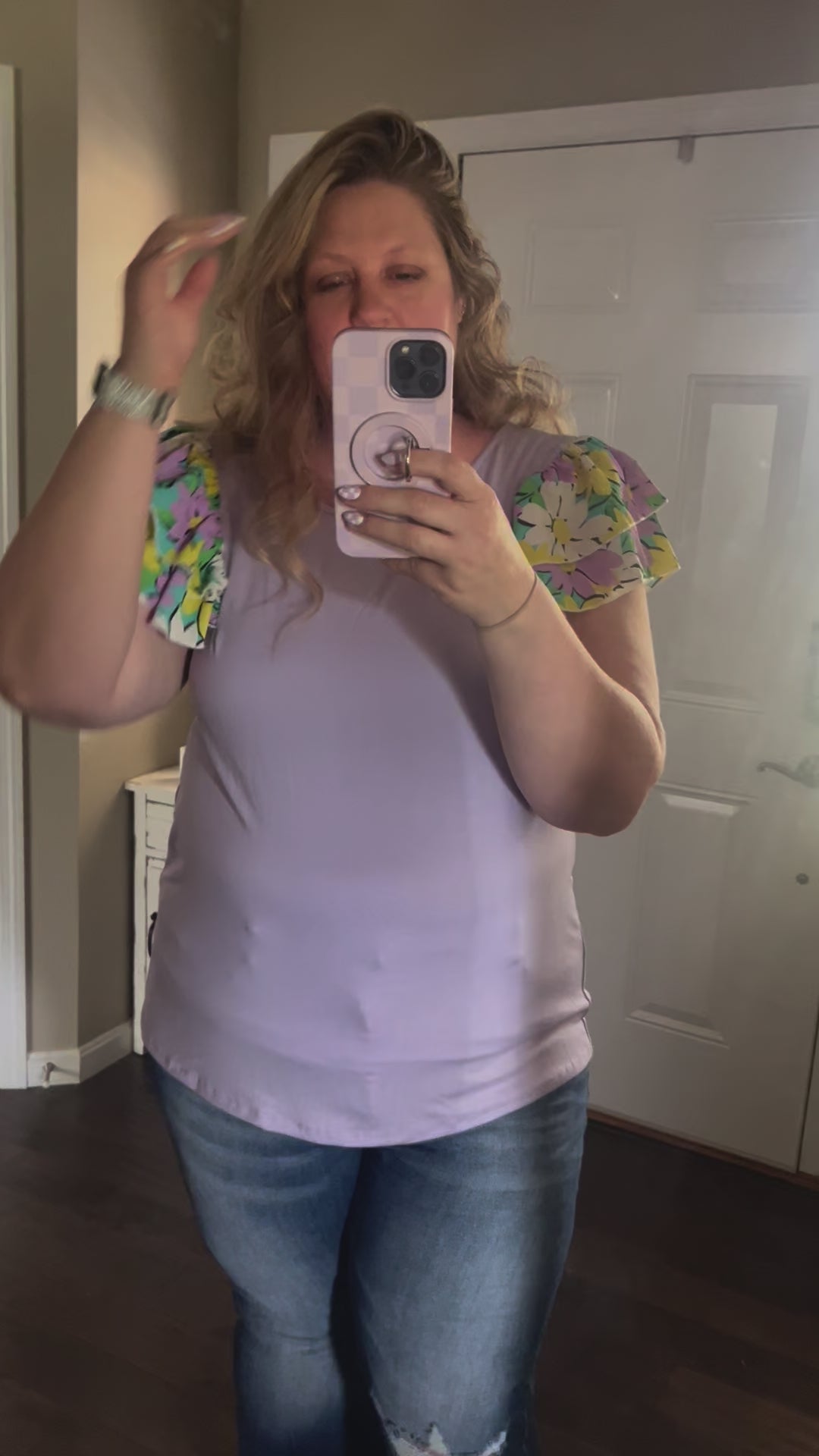 DOORBUSTER Nikki Lavender Floral Ruffle Sleeve Top