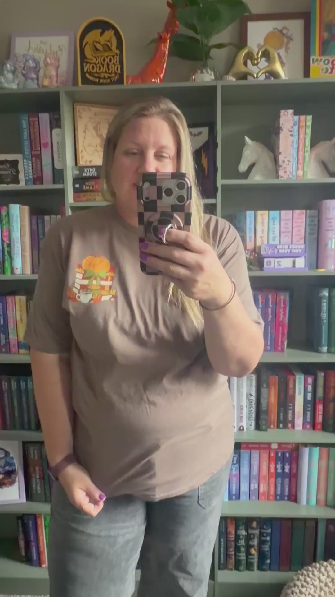 Load video: Cozy Book Stack Pocket Tee