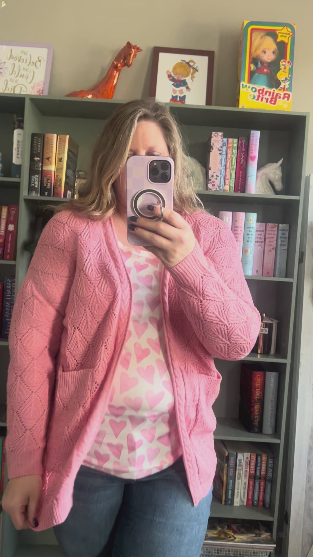 Load video: Open Knit Cardigan - Rose