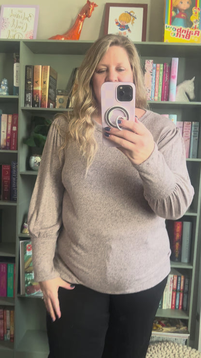 Samantha Bubble Sleeve Top - Mauve