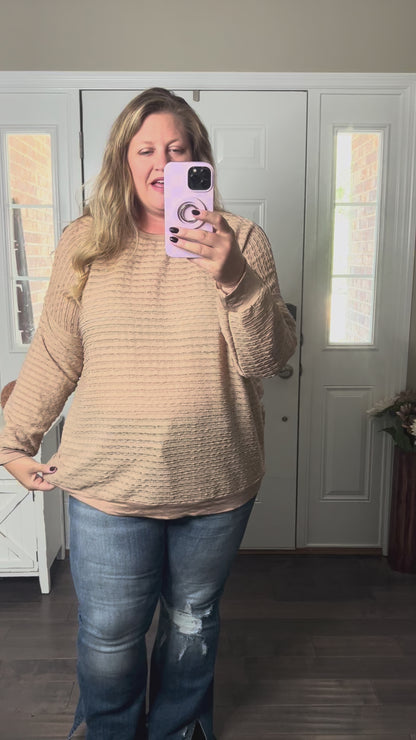 Mira Mocha Textured Long Sleeve Top