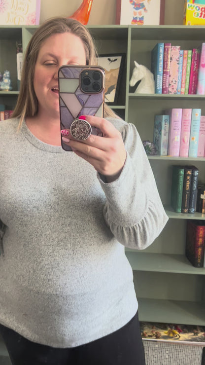 Samantha Bubble Sleeve Top - Gray