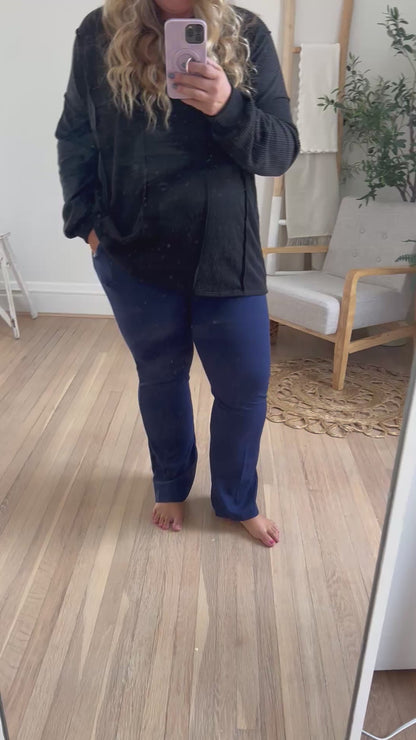 Logan Stretchy Flare Pants - Navy