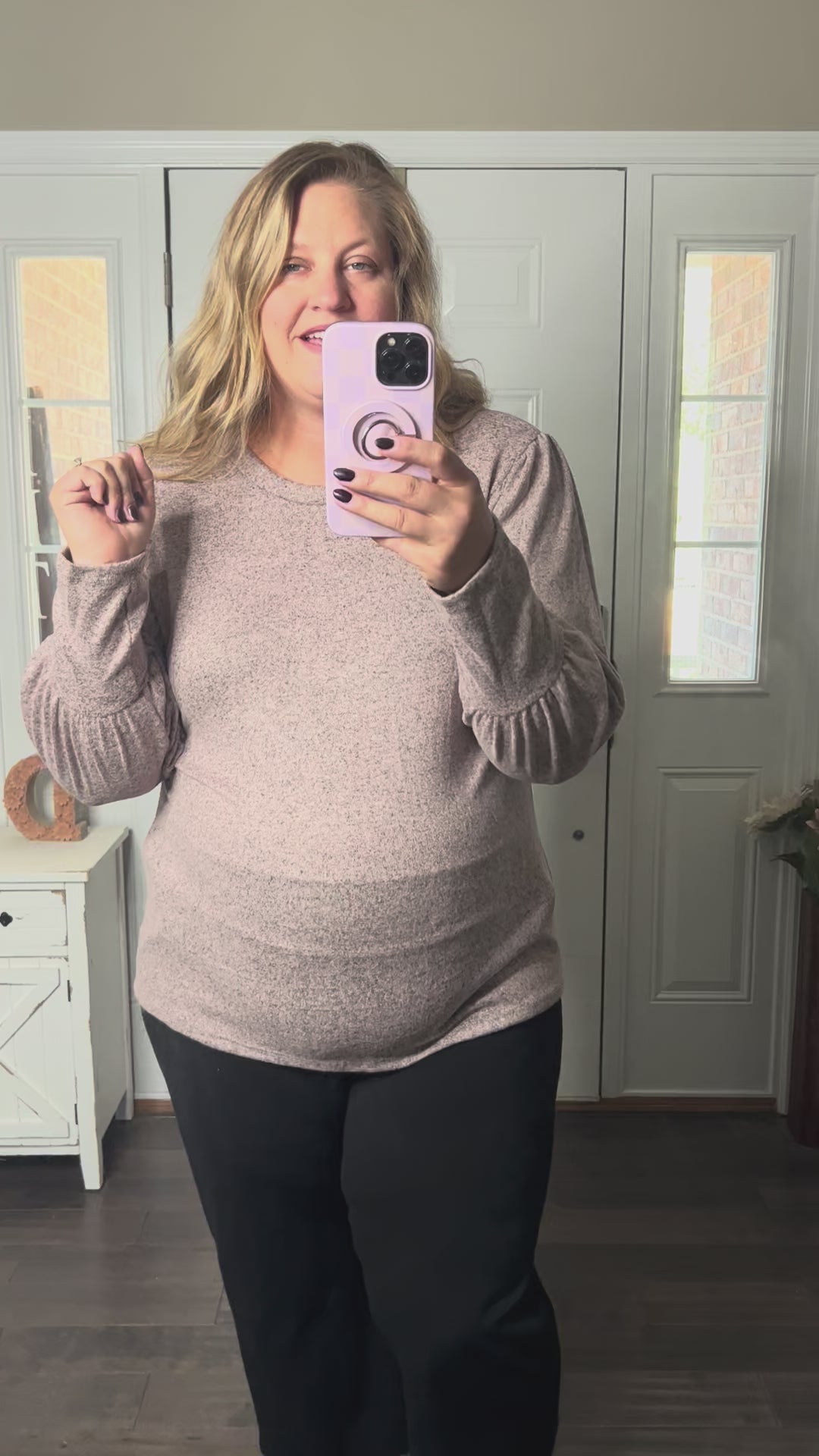 Samantha Bubble Sleeve Top - Mauve