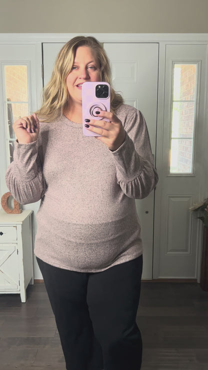 Samantha Bubble Sleeve Top - Mauve