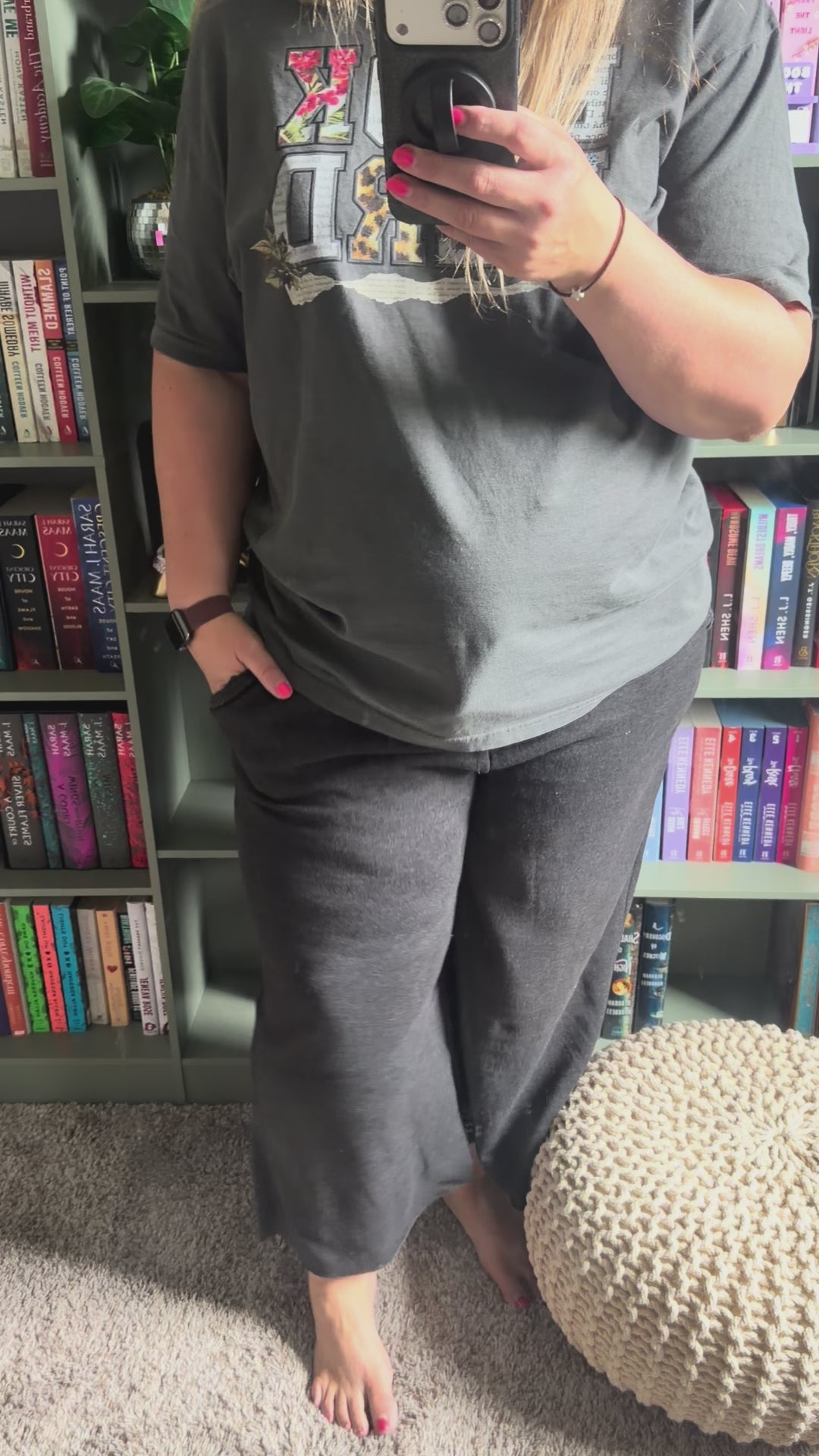 Load video: Cropped Wide Leg Comfy Pants in Black