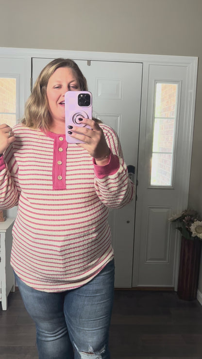 DOORBUSTER Emily Stripe Top - Rose