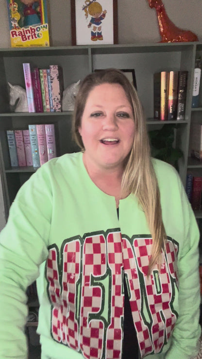 Retro Merry Checkered Cardi Sweatshirt