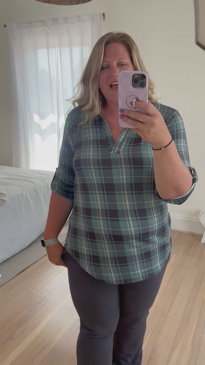 Jamie Plaid 3/4 Sleeve Top